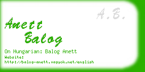 anett balog business card